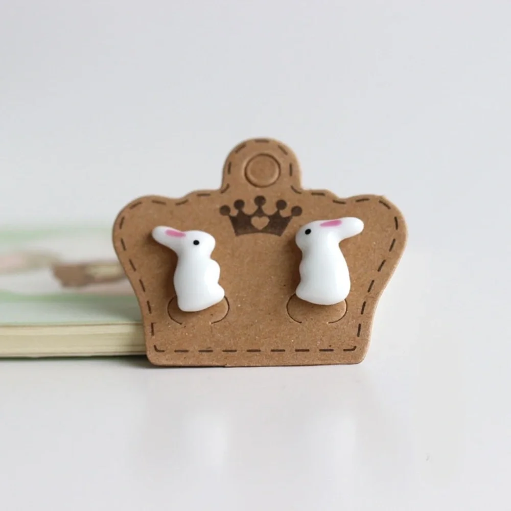 Ceramic white bunny rabbits Easter earrings gift - Picture 2 of 7